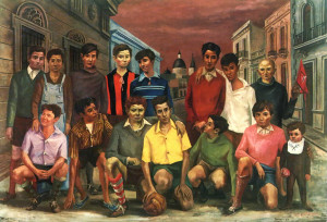 "Team de Fútbol". Oleo del rosarino Antonio Berni. Una muestra del fútbol argentino a comienzos del siglo XX. Una muestra de nuestra cuna criolla. 