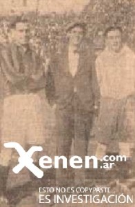 Luego del estreno de "Los Tres Berretines", irrumpió a la fama un joven Luis Sandrini. En la foto, una joya del archivo Sandrini, entre Fossa y el Ruso González, capitanes de San Lorenzo y Racing, antes del clásico jugado el 30/7/1933, con victoria 2-1 de la Academia.