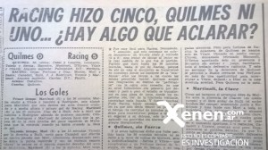 El título de Crónica no deja lugar a dudas. Quilmes 0 - 5 Racing. 