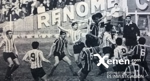 El ollazo. El centro pasado. Una forma de ataque innovadora. Seis atacan, seis defienden. Debajo de la e final del cartel publicitario, una espectadora de lujo: Tita Mattiussi.