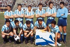 Tarde de gloria para el fútbol argentino. Miércoles 4 de noviembre de 1967. Racing formado antes de enfrentar al Celtic. El zurdazo del Chango...