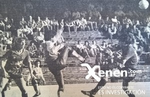 27 de septiembre de 1986. Armenio igualó 1 a 1 ante Tigre en Victoria. Jorge Godoy y Osvaldo Damiano en la lucha por la pelota. 