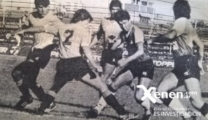 28 de marzo de 1987. Toda la defensa de Atlético Concepción rodea a Maximiliano Cincunegui. Armenio goleó 4 a 0 a los tucumanos. 